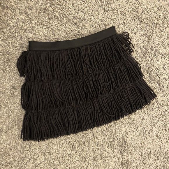 REDValentino NEW Fringes Detail Wool Cashmere Skirt In Black Size 40 - Picture 4 of 15